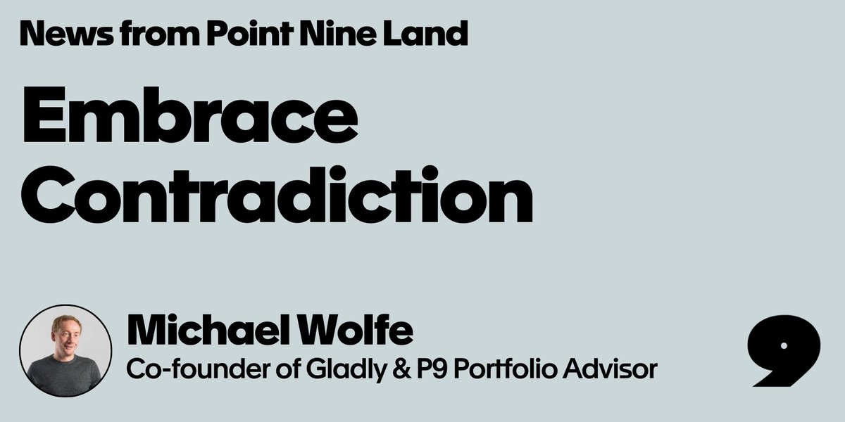Point Nine 🇺🇦 (@pointninecap) on Twitter photo Why shouldn't startup founders seek simple explanations and easy answers?
Check out <a href="/michaelrwolfe/">Michael Wolfe</a> latest blogpost and gain valuable tips on navigating conflicting advice and building successful companies.
medium.com/@michaelrwolfe… Why shouldn't startup founders seek simple explanations and easy answers?
Check out <a href="/michaelrwolfe/">Michael Wolfe</a> latest blogpost and gain valuable tips on navigating conflicting advice and building successful companies.
medium.com/@michaelrwolfe…