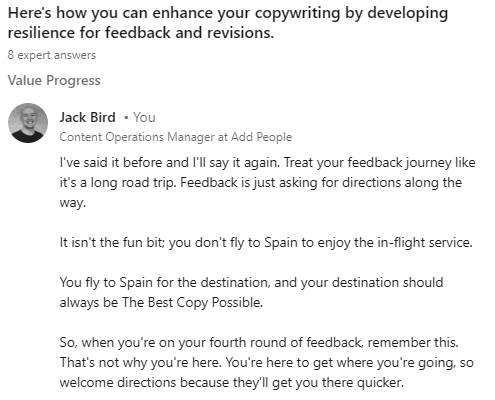 jckbrd's tweet photo. I've been enjoying using LinkedIn's collaborative articles feature recently. It's a good way to get me thinking about topics like creativity in strategies, handling client feedback, etc. 

Dropped a few that I think would be most helpful for someone in my industry below 👇 https://t.co/CqmOLpkcYo