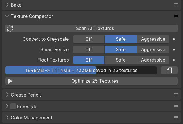 I decided to try my hand at making a #b3d addon that identified and optimizes textures size for Blen