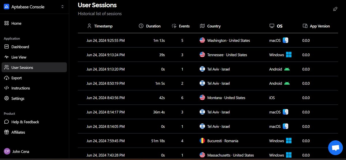aptabase's tweet image. You asked, we listened! 🎉 

You can now view a paginated list of historical sessions in @aptabase. Easily track and analyze user activity over time📈 

#analytics #appanalytics #buildinpublic