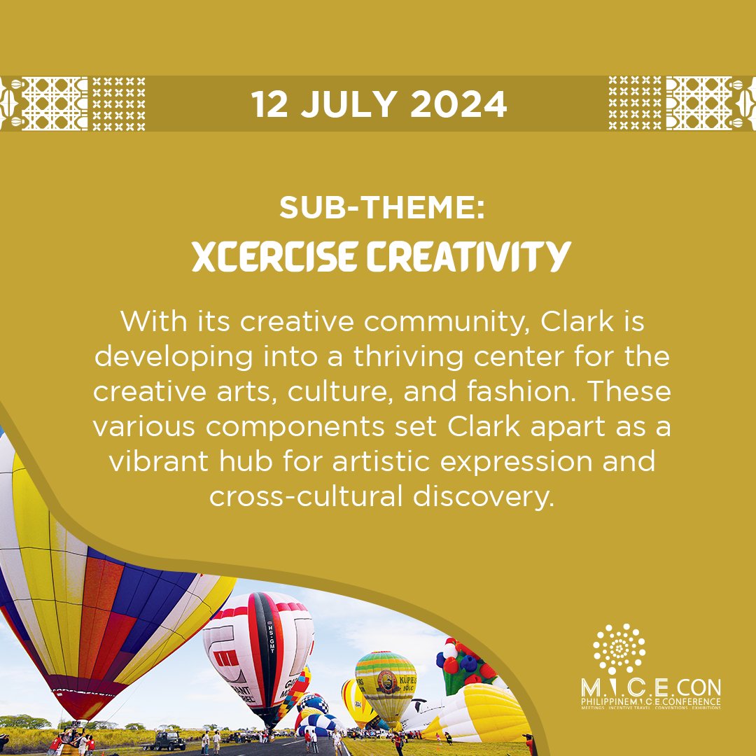 Get ready for the biggest MICE event of the year! Join us in Clark on July 10–12, 2024 for MICECON 2024: MICE XD: XPERIENCE DIVERSIFIED.  

This year, MICECON brings together the brightest minds to explore the future of the industry with sessions on technological innovation, AI,