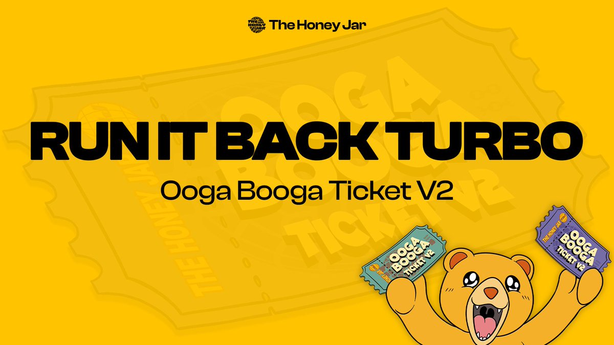 the honey jar 🐼⛓️🧲 (@0xhoneyjar) on Twitter photo Ooga Booga Tickets V2: Run it back Turbo
The most minted NFT on artio (other then <a href="/Beranames/">Beranames.🐻⛓️</a>) lets run back OBT.
🍯: 6.9 HONEY
🐝: 2 per wallet (capped)
faucet.0xhoneyjar.xyz/ooga-v2 Ooga Booga Tickets V2: Run it back Turbo
The most minted NFT on artio (other then <a href="/Beranames/">Beranames.🐻⛓️</a>) lets run back OBT.
🍯: 6.9 HONEY
🐝: 2 per wallet (capped)
faucet.0xhoneyjar.xyz/ooga-v2