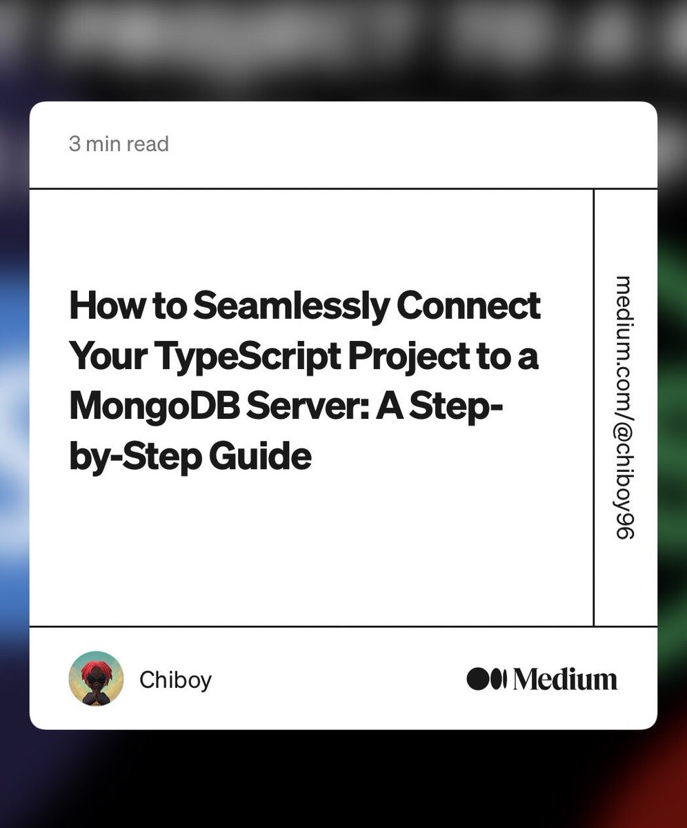 prono_96's tweet image. Hey there I’m excited to share with you my latest blog post on how you can connect a typescript project to a mongodb database. 
Go check it out for great read. 
Happy learning, Happy coding ⭐️

medium.com/@chiboy96/how-…