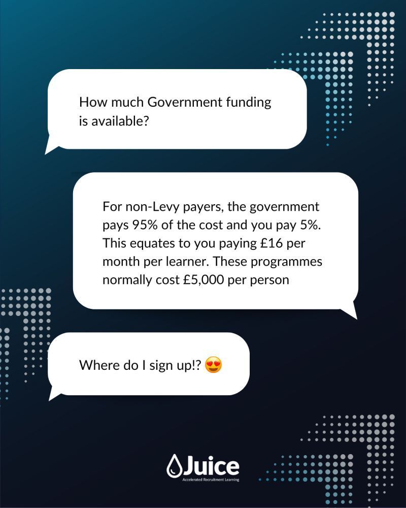 Here's a fun fact! With the Government footing 95% of the bill, your training fees could be a mere £16 per month instead of the usual £5,000. Now that's a game changer!