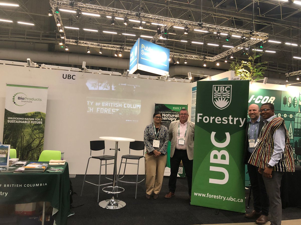 Full <a href="/MIF_UBC/">MIF_UBC</a> @ubcforestry delegation now at #IUFRO2024 promoting international forestry education and engagement with <a href="/peter_j_wood/">Peter Wood</a> <a href="/josefmumuni/">Joseph Mumuni</a> &amp; Vaishali Vasudeva (<a href="/squared_v2/">Vaishali Vasudeva</a>). Come &amp; visit our booth in the exhibition area and learn more about our program