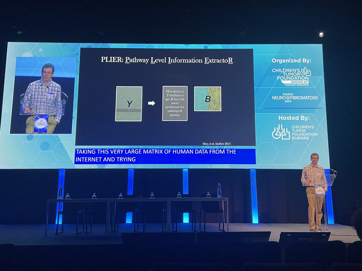 sargoshoe's tweet photo. Here @GreeneScientist is talking about using matrix factorization to enable transfer learning across rare disease datasets, an approach that @jinetab used in our work on #NF1 tumors https://t.co/ctSiNqTPoL https://t.co/VEZRhnNNVj