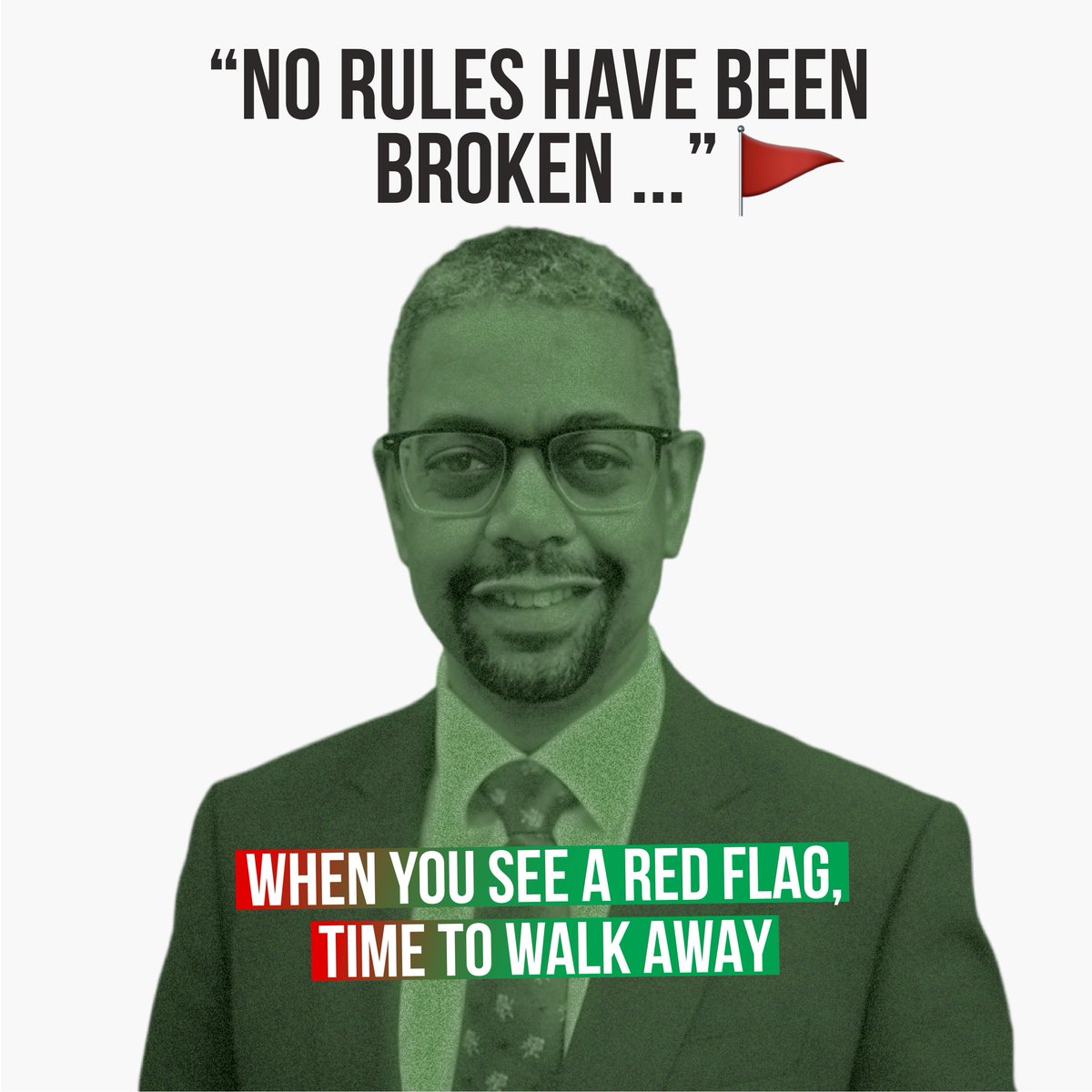 WalesGreenParty's tweet image. When you see a red flag, it's time to walk away.

#TurnGreen #GwyrddEichByd