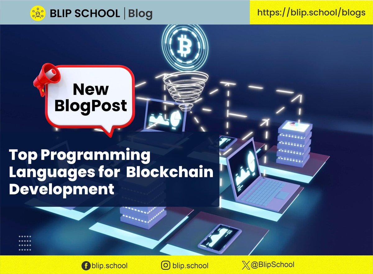 BlipSchool's tweet image. 🚀👨‍💻 EXCLUSIVE INSIGHTS! 🚀 Top programming languages for blockchain development revealed! 

🤯 Dive into comments for the scoop! 💻 
#Blipschool
#BlockchainDevelopment #ProgrammingLanguages #TechInsights