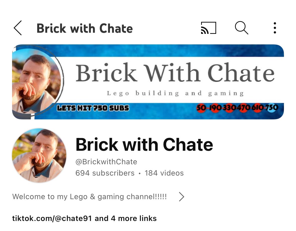 We are 6 subs off 700 can we hit this by the end of the day……… 

youtube.com/@brickwithchat…

#lego #collector #youtube #subgoals #afol #legofan