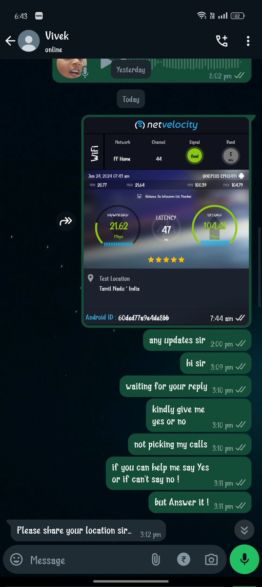 MictonN96503's tweet photo. @JioCare @reliancejio @AmbaniHu @airtelindia @HathwayBrdband @ACTBroadbandIn using jioairfiber past 3 mnts.frequently get no connection. contact with cust care and raised complaints multi times. No use. not allowing me for cancelation and refund amt.Worst worst. am into dp stress https://t.co/nax3VI9fTX