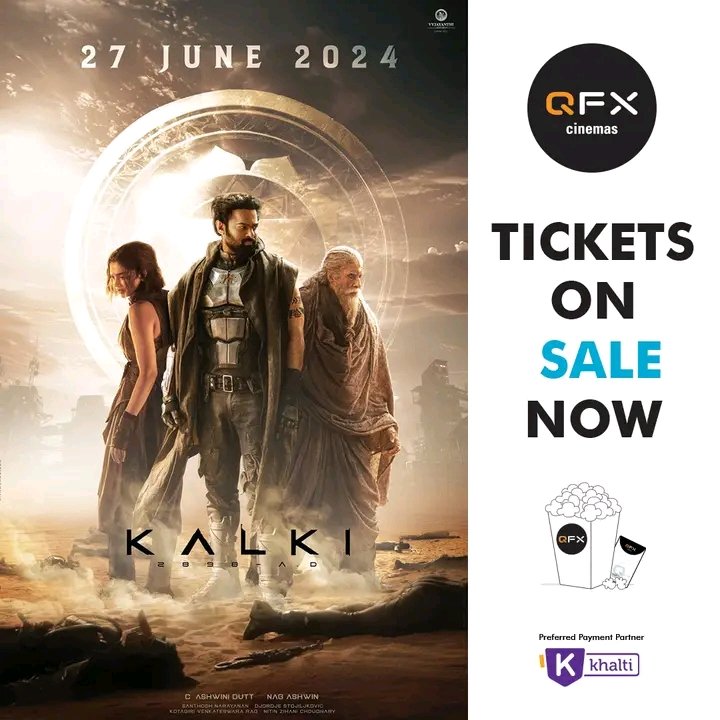 YashKum98's tweet photo. Tickets for #Kalki2898AD is now on Sale. Secure your tickets today. 🔥🔥
Get tickets now: https://t.co/wG84FhTRo0
#Kalki2898AD releasing at all QFX Cinemas theatres this Thursday.
#qfx #qfxcinemas #kalki #tickets #PRABHAS https://t.co/3OcgX3qTmX