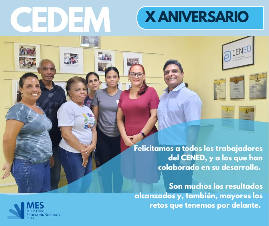 MES (@cubames) on Twitter photo Hoy celebramos el X Aniversario del Centro Nacional de Educación A Distancia (CENED) de la <a href="/universidad_uci/">Universidad de las Ciencias Informáticas</a>.
A nombre del Ministro <a href="/WalterBG_MES/">Walter Baluja García</a> y de la comunidad de la Educación Superior y de la Dirección de nuestro organismo, le enviamos un fuerte abrazo y las felicitaciones Hoy celebramos el X Aniversario del Centro Nacional de Educación A Distancia (CENED) de la <a href="/universidad_uci/">Universidad de las Ciencias Informáticas</a>.
A nombre del Ministro <a href="/WalterBG_MES/">Walter Baluja García</a> y de la comunidad de la Educación Superior y de la Dirección de nuestro organismo, le enviamos un fuerte abrazo y las felicitaciones