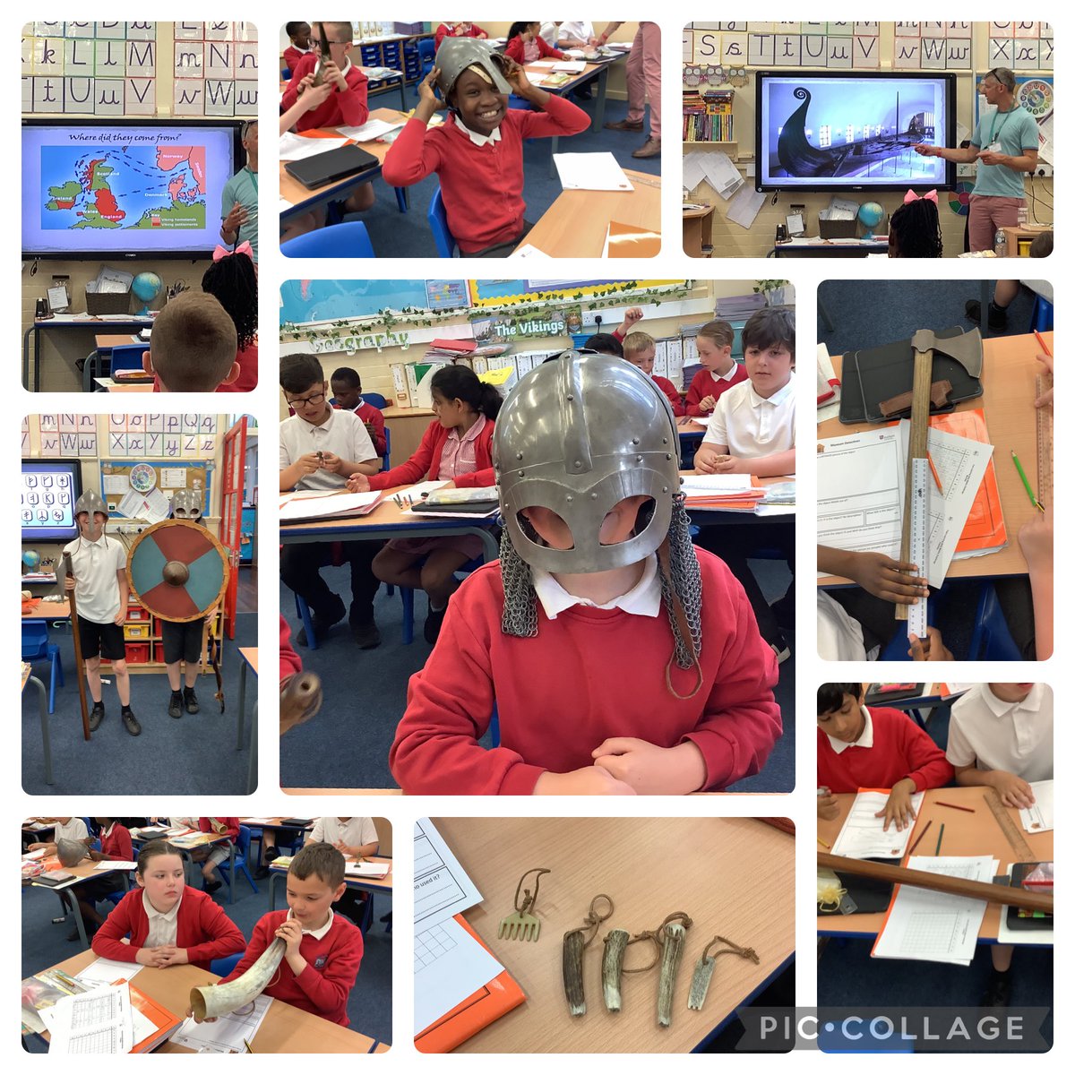 Year 4 enjoyed a visit from Durham University Outreach Scheme. We looked at the Vikings and enjoyed exploring some of the artefacts from the Viking era. 
⁦<a href="/FallaParkSchool/">Falla Park Community Primary School</a>⁩ ⁦<a href="/Miss_Carr_Falla/">Miss Carr</a>⁩