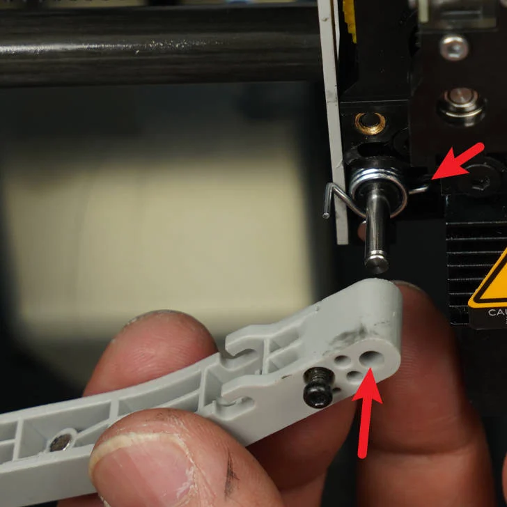 rexor400's tweet photo. @BambulabGlobal a video suggestion for the many you have already made on other printer issues. One that explains how you replace the filament cutter arm cos the wiki doesn't explain much. 

like which hole the sprint is meant to go into... https://t.co/Lk2god12QZ