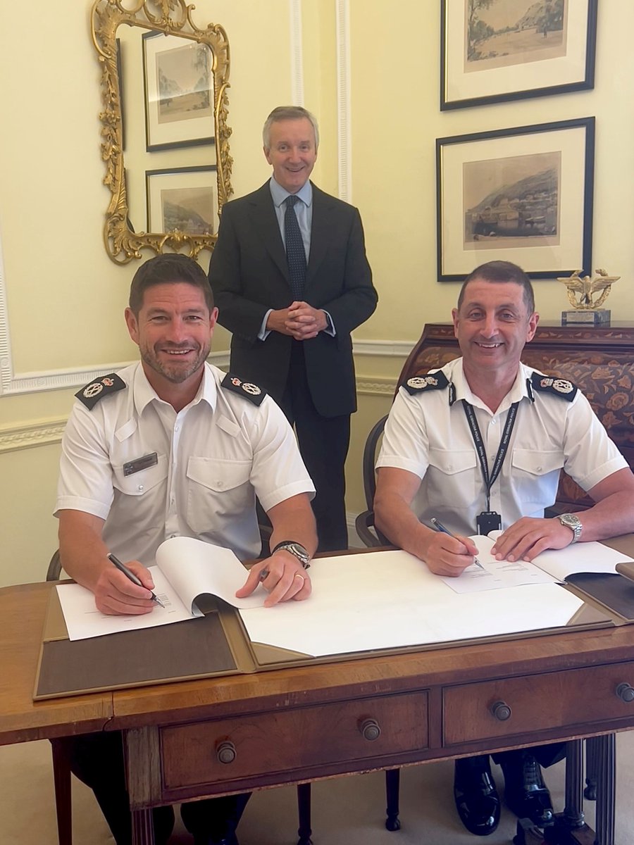 Royal Gibraltar Police (@rgpolice) on Twitter photo The Royal Gibraltar Police and Devon and Cornwall Police signed a historic twinning arrangement at the Convent today.
More Information: shorturl.at/P7iyd
<a href="/DCCJimColwell/">A/CC Jim Colwell</a> <a href="/CoPRUllger/">Richard Ullger</a> <a href="/RGPolice/">Royal Gibraltar Police</a> <a href="/DC_Police/">Devon & Cornwall Police</a> <a href="/FCDOGovUK/">Foreign, Commonwealth & Development Office</a> <a href="/Convent_Gib/">Gibraltar Governor</a> The Royal Gibraltar Police and Devon and Cornwall Police signed a historic twinning arrangement at the Convent today.
More Information: shorturl.at/P7iyd
<a href="/DCCJimColwell/">A/CC Jim Colwell</a> <a href="/CoPRUllger/">Richard Ullger</a> <a href="/RGPolice/">Royal Gibraltar Police</a> <a href="/DC_Police/">Devon & Cornwall Police</a> <a href="/FCDOGovUK/">Foreign, Commonwealth & Development Office</a> <a href="/Convent_Gib/">Gibraltar Governor</a>