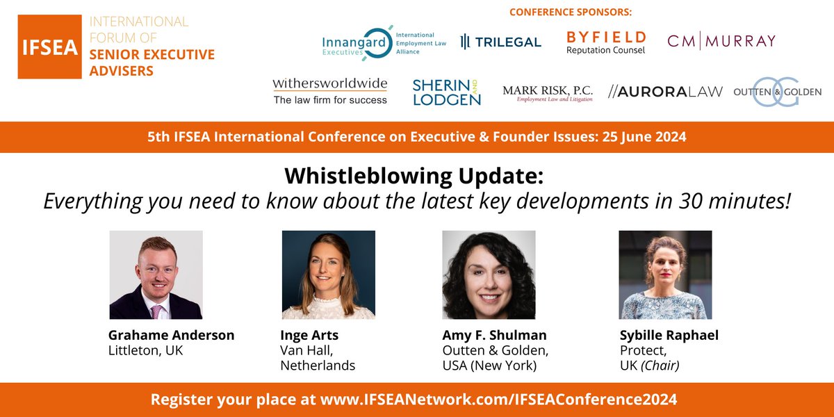Protect (@whistleuk) on Twitter photo We’re at the <a href="/IFSEANetwork/">International Forum of Senior Executive Advisers</a> conference today to deliver a session on the latest developments in #whistleblowing. Great to be part of such an esteemed panel.
ifseanetwork.com/events/ifsea-c… We’re at the <a href="/IFSEANetwork/">International Forum of Senior Executive Advisers</a> conference today to deliver a session on the latest developments in #whistleblowing. Great to be part of such an esteemed panel.
ifseanetwork.com/events/ifsea-c…