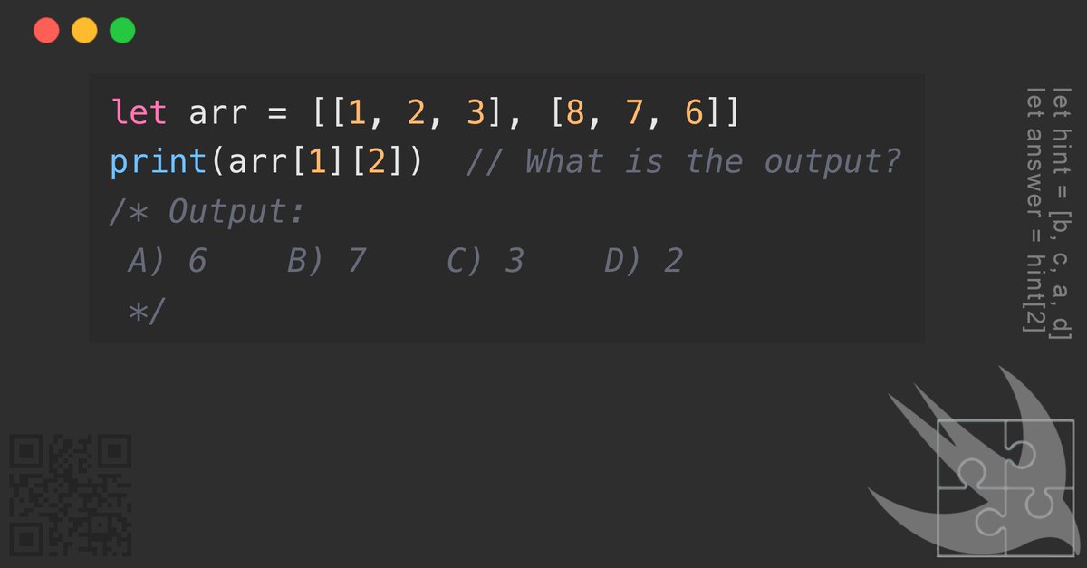 GregCoolShade's tweet image. ★☆☆☆☆ Challenge yourself with this Swift puzzle! Can you guess the output? #SwiftLang #iOSDev #ProgrammingPuzzles