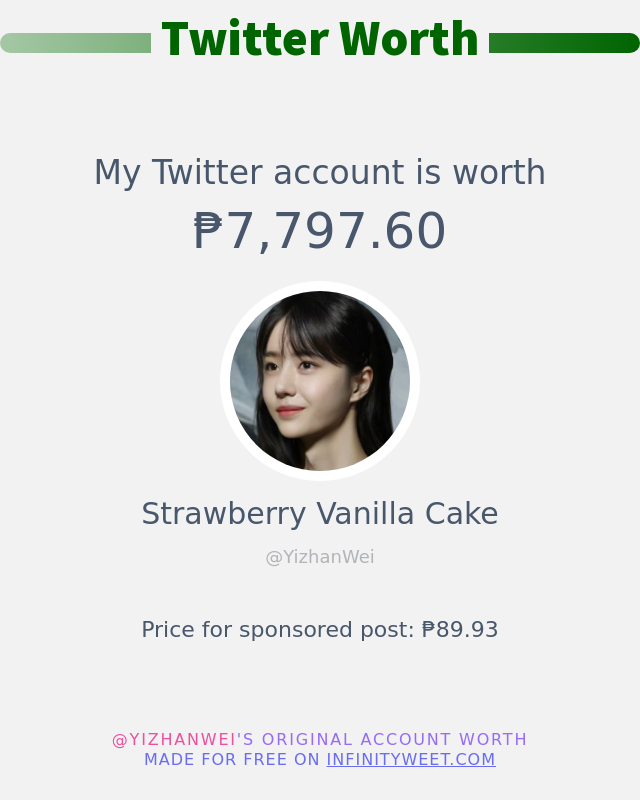 Ang aking halaga sa Twitter ay: ₱7,797.60

➡️ infinityweet.me/account-worth?…