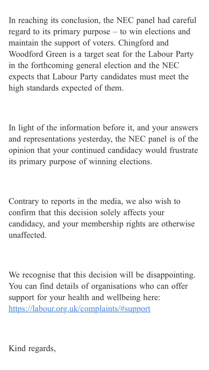 Some parents just told me in my baby sensory class that the Labour Party told them that they shouldn’t vote for me because I wasn’t blocked from standing because of liking a few tweets, but for more serious reasons. I’ve heard this several times now. This is a vicious lie. I’m