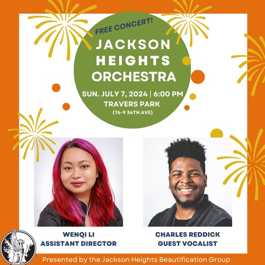 Join us at 6pm on July 7, 2024at Travers Park for the <a href="/JHBGNY/">JHBG</a> outdoor pops concert!