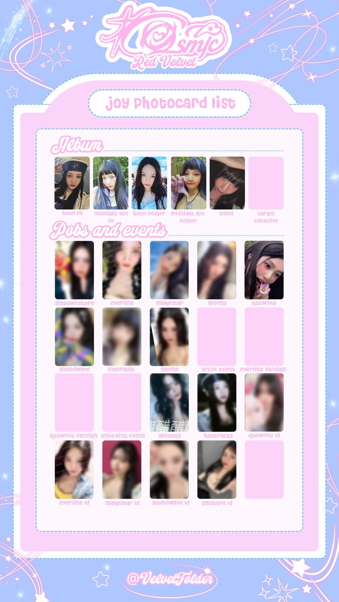 Cosmic] Member Photocard List (joy, yeri) ໒꒰ྀི മ ̫ മ ꒱ྀིა
