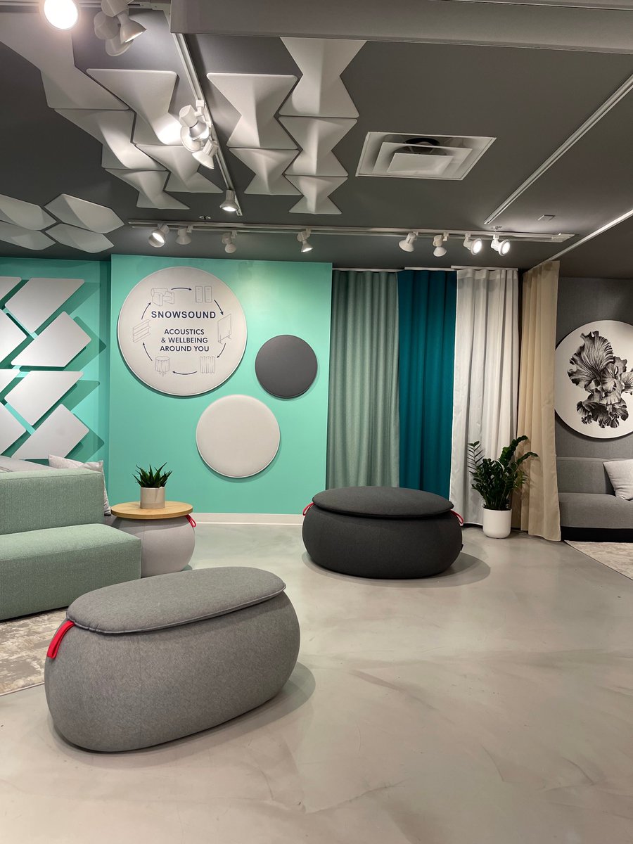 snowsoundusa's tweet image. How many poufs can you count?! 👀⁠
⁠
In our Chicago showroom, we used Snowpoufs and Megapoufs for extra comfy seating, plant holders, side tables, and just to add a few pops of fun around the room!⁠
⁠
#softseating #poufs #funseating #acousticdesign