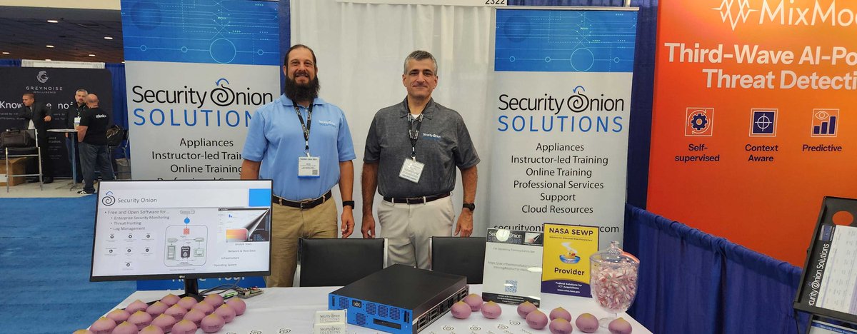 securityonion's tweet image. Are you at @AFCEA #TechNetCyber this week?
If so, please stop by the Security Onion Solutions, LLC booth (#2322) for information, stickers, and onions! 🧅