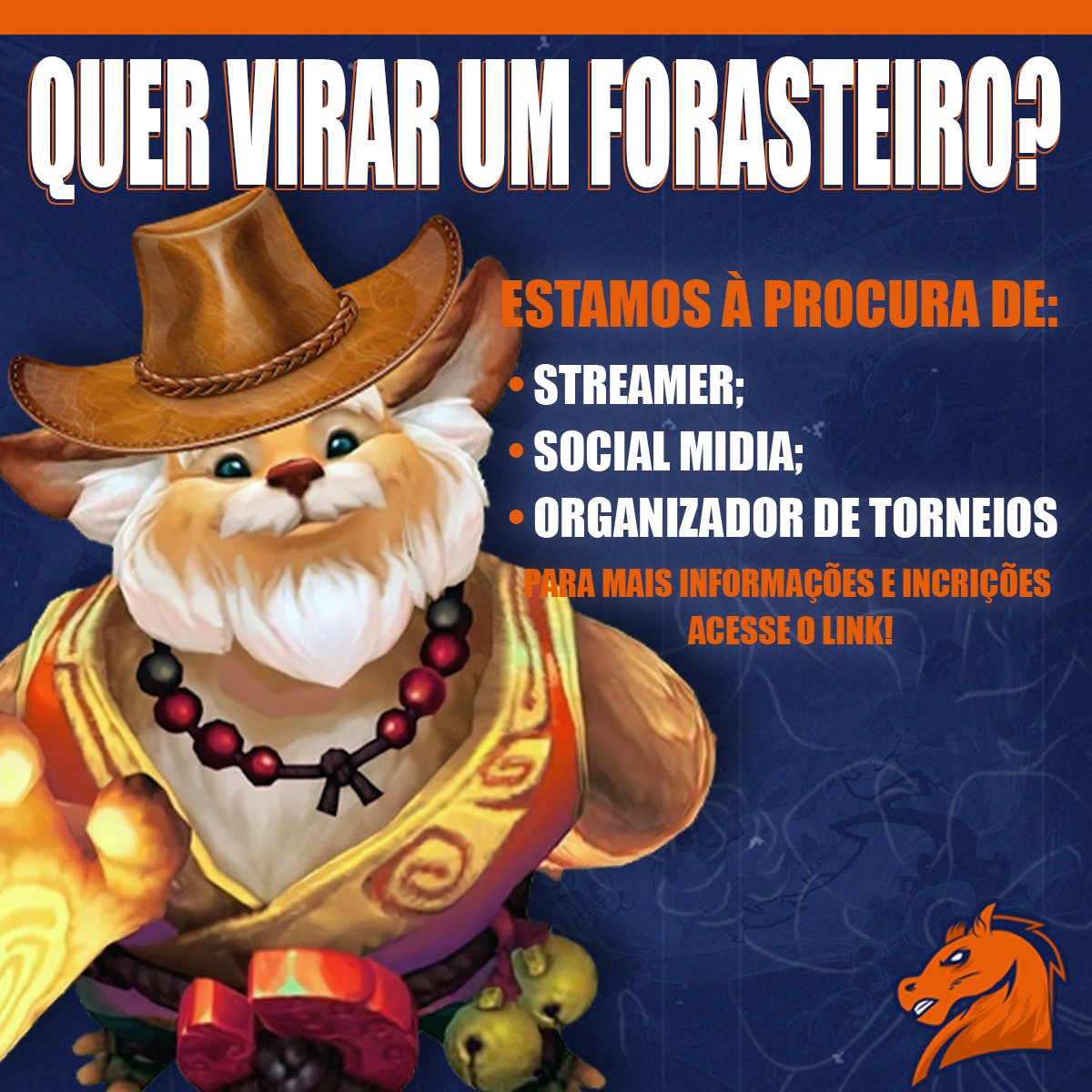 📍INSCRIÇÕES ABERTAS 

Quer fazer parte do nosso time ? Estamos a procura de streamer, social mídia e organizador de torneios. Para mais informações, clique no link a baixo:

forms.gle/9yRK1SDQXAAeNG…