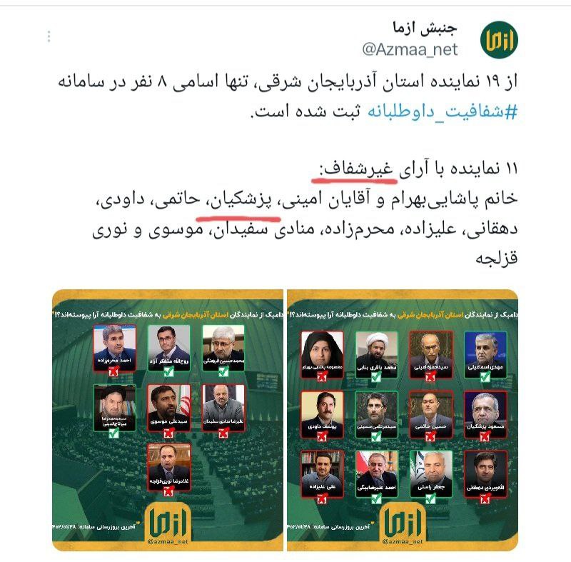 💠پزشکیان: دروغ نخواهم گفت و همه چیز باید شفاف باشد!

♦️رای مخالف پزشکیان به شفافیت!!!

#دولت_سوم_روحانی
#سالهای_بنفش