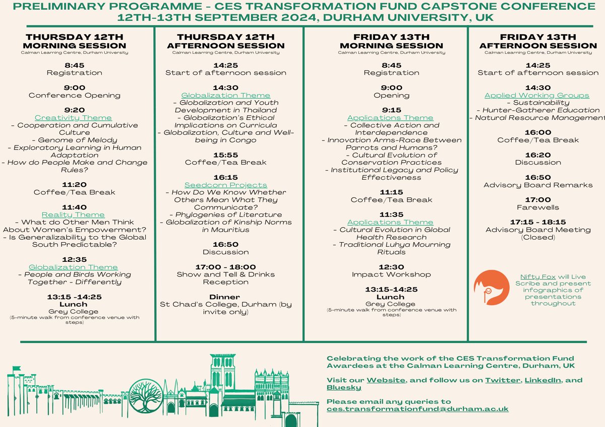 Cultural Evolution - Transformation Fund (@cultevolfunding) on Twitter photo Preliminary Programme for the Transformation Fund Capstone Conference now available! See below or click this link to redirect you to a downloadable PDF: ces2024.webspace.durham.ac.uk/wp-content/upl… The Capstone Conference immediately follows #CES2024Durham conference. See you there! <a href="/CulturalEvolSoc/">Cultural Evolution Society</a> Preliminary Programme for the Transformation Fund Capstone Conference now available! See below or click this link to redirect you to a downloadable PDF: ces2024.webspace.durham.ac.uk/wp-content/upl… The Capstone Conference immediately follows #CES2024Durham conference. See you there! <a href="/CulturalEvolSoc/">Cultural Evolution Society</a>