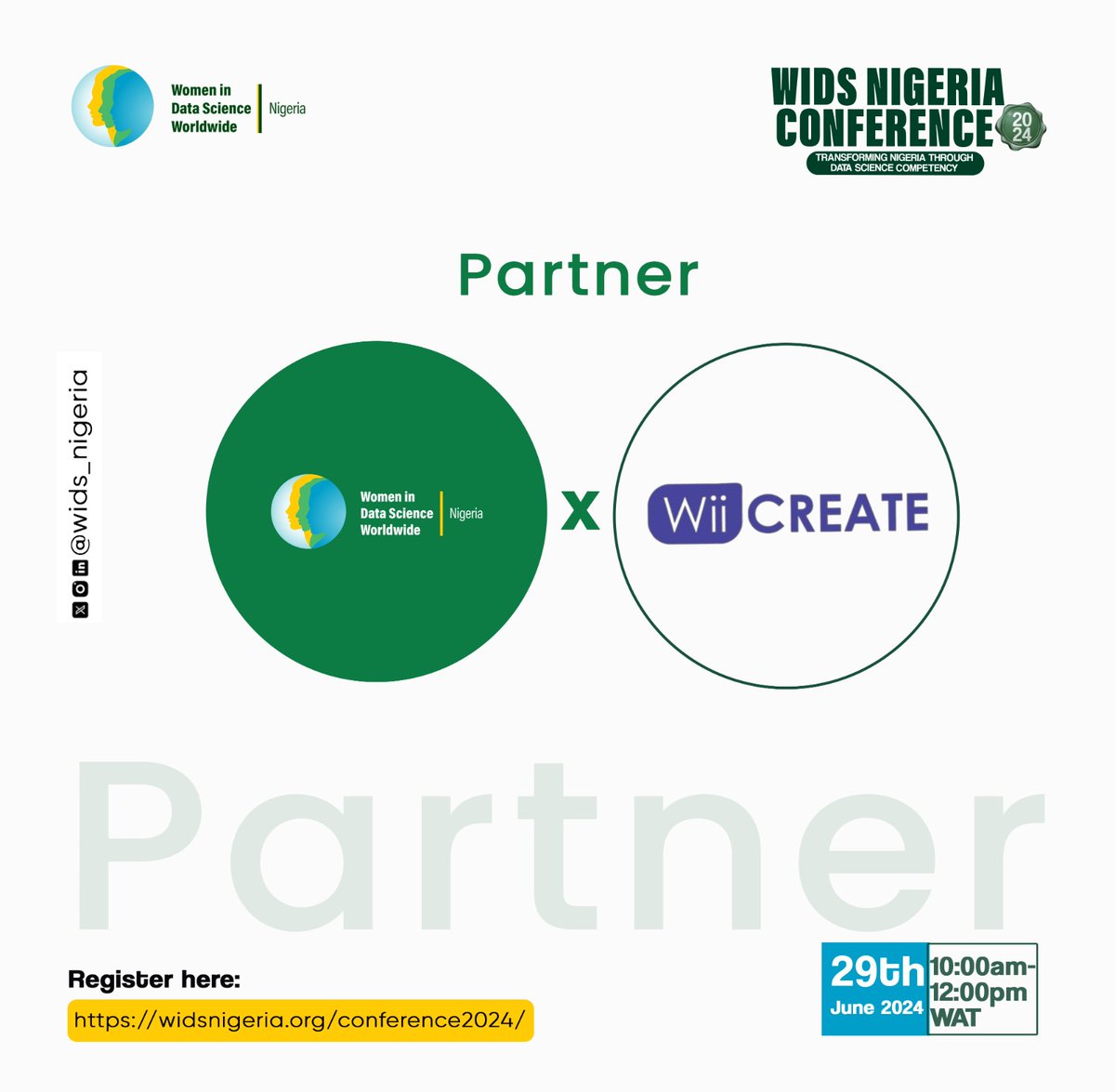 Wids_Nigeria's tweet image. 🚀 We&apos;re thrilled to announce @wiicreate as a proud partner of the WiDS Nigeria Conference 2024! 🎉 Join us as we transform Nigeria through data science competency. Register now: widsnigeria.org/conference2024/

#widsng #widsngconference #widsconference #wids2024 #widsng2024