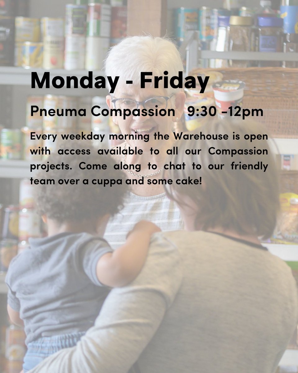 pneumachurchuk's tweet photo. Here's what's happening at Pneuma Church this week….

👕 Monday - Friday, 9:30-12pm: Compassion Projects

📖 Wednesday, 1-2pm: Exploring the Bible at @beehiveashford

☕️ Saturday, 10-12pm: Compassion Cafe

🙌🏼 Sunday, 9:30am: Pneuma Together, followed by Family Feast https://t.co/JHFZyKQpDs