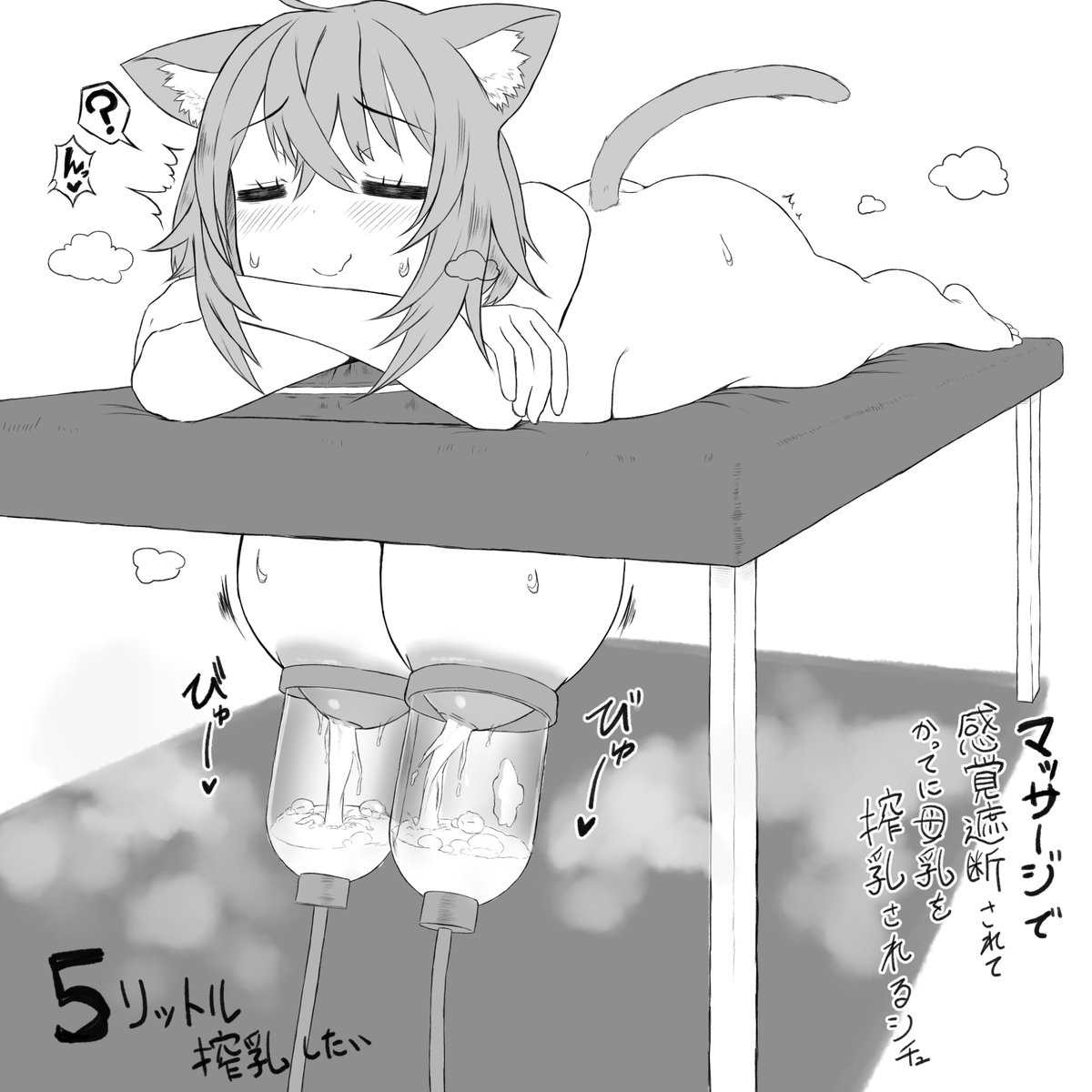 マッサージの施術中に感覚遮断で勝手に5リットルくらい搾乳されるOKYNシチュ

知らない間に部屋中が母乳の甘い匂いで充満してるってエロいよね 