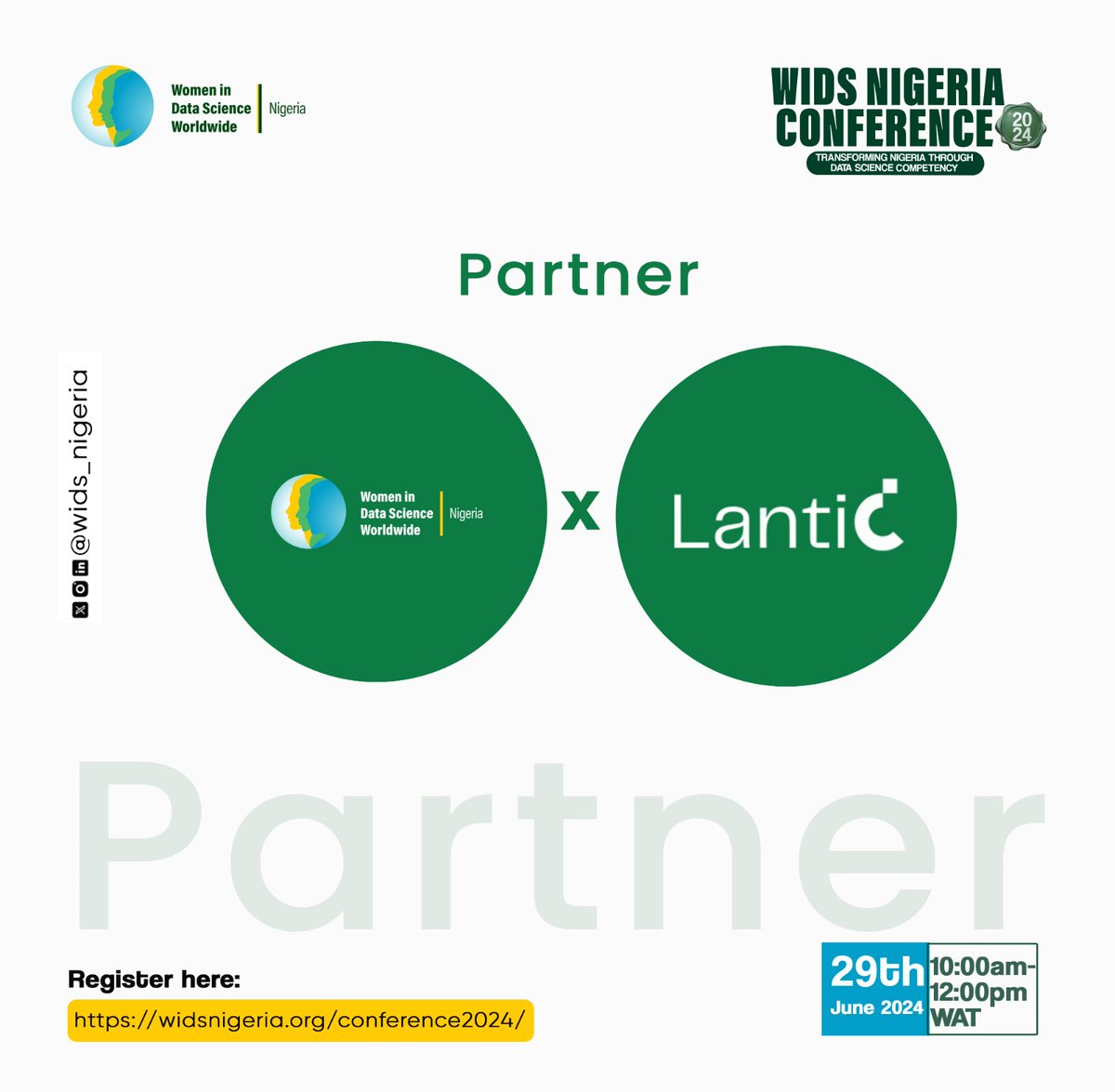 Wids_Nigeria's tweet image. 🚀 We&apos;re thrilled to announce Lantid Creative  as a proud partner of the WiDS Nigeria Conference 2024! 🎉 Join us as we transform Nigeria through data science competency. Register now: widsnigeria.org/conference2024/

#widsng #widsngconference #widsconference #wids2024 #widsng2024