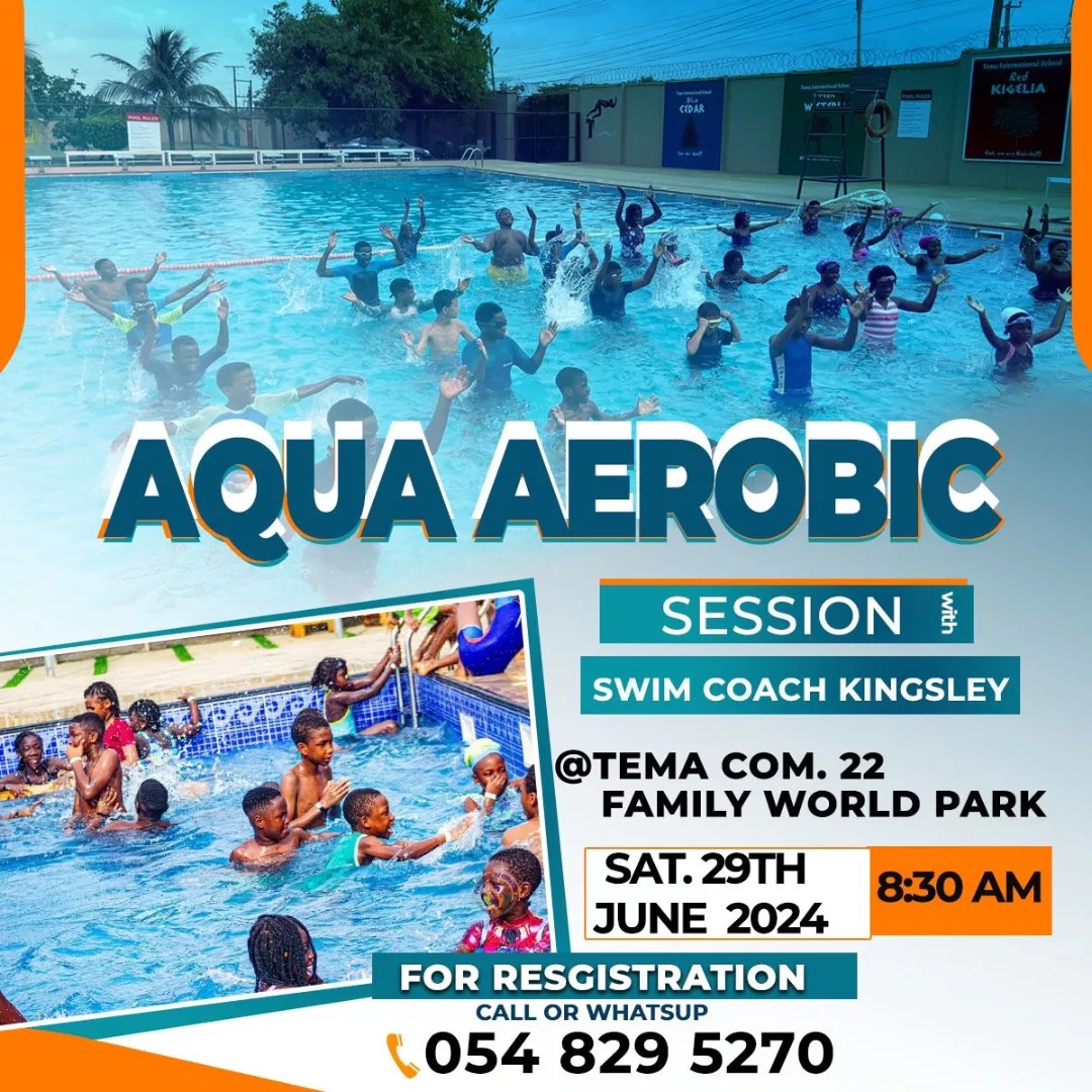 FamilyWorldPark's tweet photo. We are excited to invite you to join us for an invigorating Aqua Aerobics event.
Date: 29th June
Time: 08:30 AM
Venue: Family World Park

#familyworldpark #swimmingpool #accra #weekend #funactivities #aerobics https://t.co/gsK9ZqWzph
