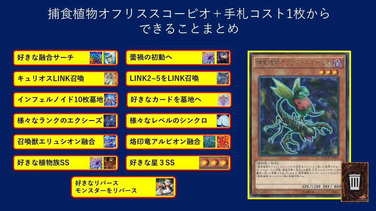 捕食植物オフリススコーピオ＋手札コスト1枚からできることを1枚画像で