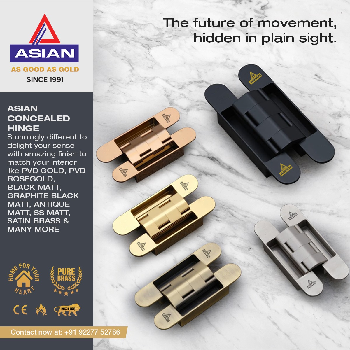 HardwareSamachr's tweet image. 𝐏𝐞𝐫𝐟𝐞𝐜𝐭 𝐁𝐞𝐚𝐮𝐭𝐲 &amp;amp; 𝐏𝐫𝐨𝐭𝐞𝐜𝐭𝐢𝐨𝐧 𝐟𝐨𝐫 𝐘𝐨𝐮𝐫 𝐃𝐨𝐨𝐫𝐬
Trust ASIAN CONCEALED HINGE for modern design and robust security.
📞 Mr. Shabbir Dhabaria: +91 92277 52786
#ConcealedHinge #DoorSecurity #HomeSecurity #InteriorDesign #ASIANConcealedHinge #DoorHardware