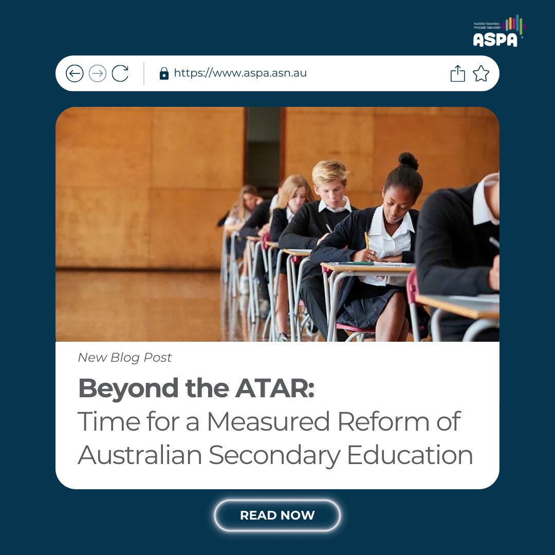 Dive into our latest blog post, "Beyond the ATAR: Time for a Measured Reform of Australian Secondary Education." Discover insightful perspectives on reshaping secondary education for a brighter future.

Read now: aspa.asn.au/post/beyond-th…

#BeyondTheATAR #SecondaryEducation