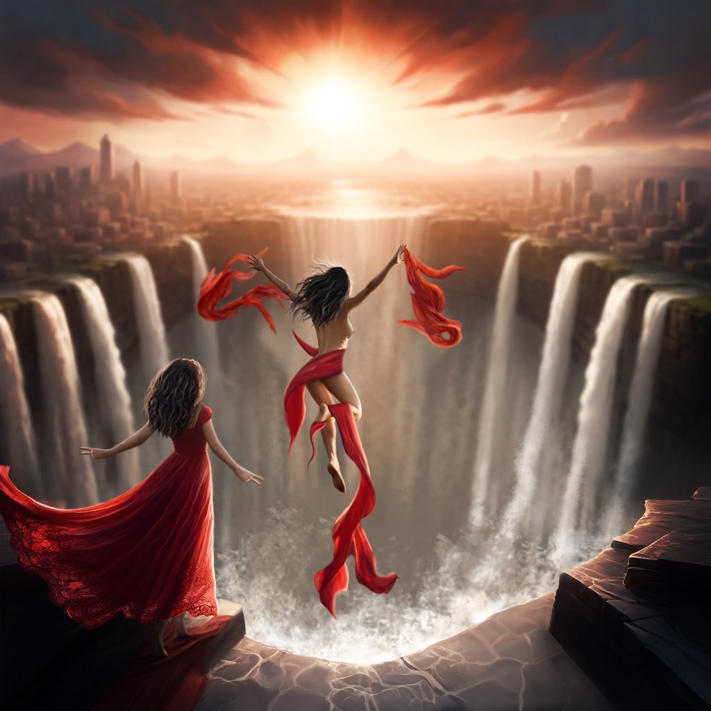 Good morning my lovely fam🤍
My mood🤍👇🏼

"Fear's Embrace”
In the embrace of the sunset, I descend towards my fears, undoubtedly and without hesitation. I shed my layers and expose myself to my fears, without any cover to separate me from the pinnacle of fears….👇🏼