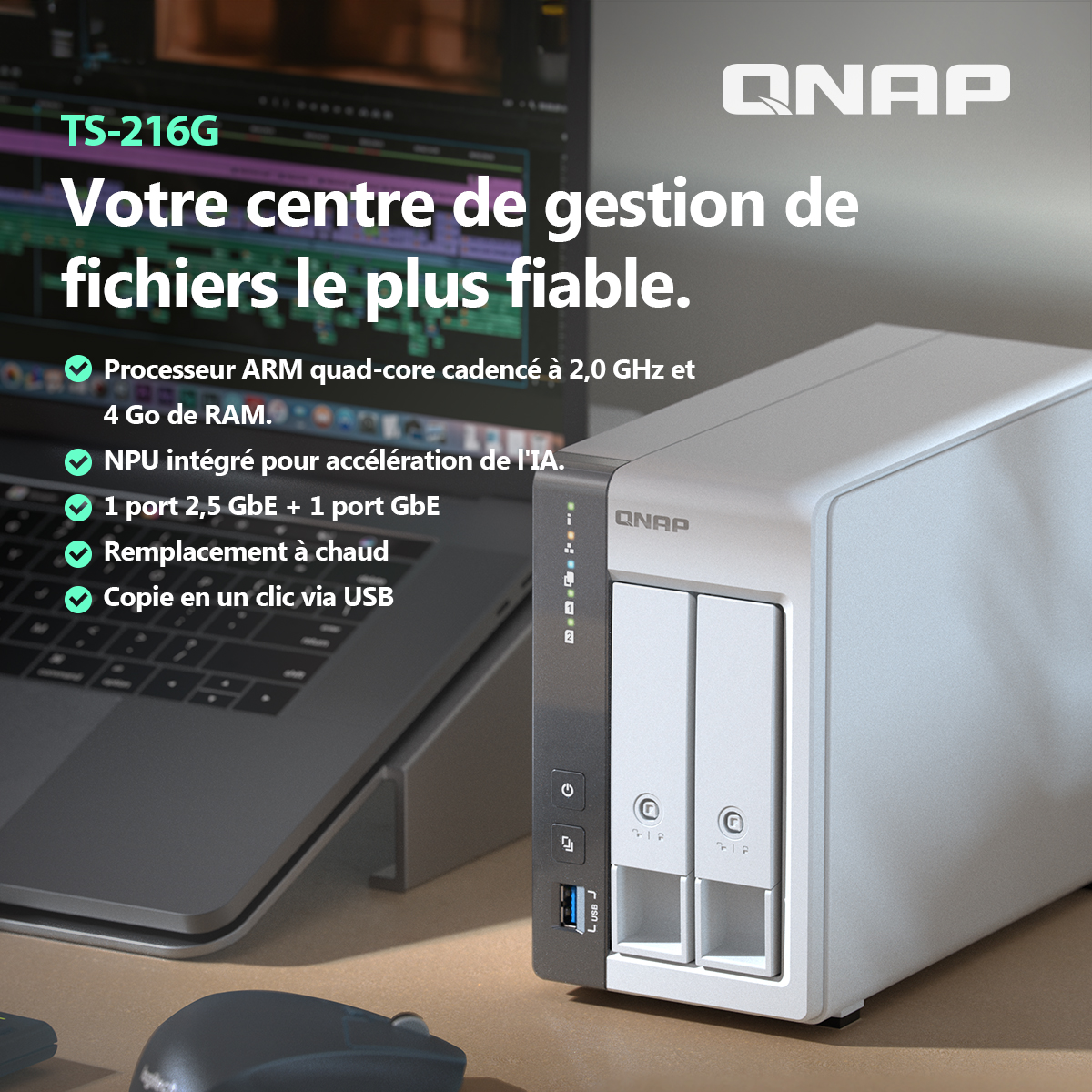 Nouveau Lancement 2024✨ Le NAS 2 baies 2.5GbE le plus économique : TS-216G
Explorez maintenant : qnap.to/64sser
#NAS #NASparticulier #stockage #data #sauvegarde #cloud #QNAP