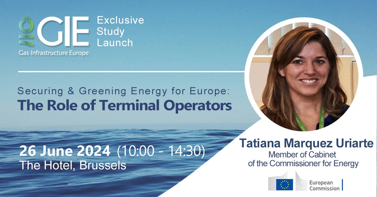 GIE (@giebrussels) on Twitter photo Listen to Tatiana Marquez Uriarte from the <a href="/EU_Commission/">European Commission</a> at our exclusive study launch event on the contribution of terminal operators to securing and greening energy for Europe. 👉 bit.ly/4bwYvBR
🗓️Wednesday, 26 June 2024
🕙10:00-14:30 CEST
📍The Hotel, Brussels Listen to Tatiana Marquez Uriarte from the <a href="/EU_Commission/">European Commission</a> at our exclusive study launch event on the contribution of terminal operators to securing and greening energy for Europe. 👉 bit.ly/4bwYvBR
🗓️Wednesday, 26 June 2024
🕙10:00-14:30 CEST
📍The Hotel, Brussels
