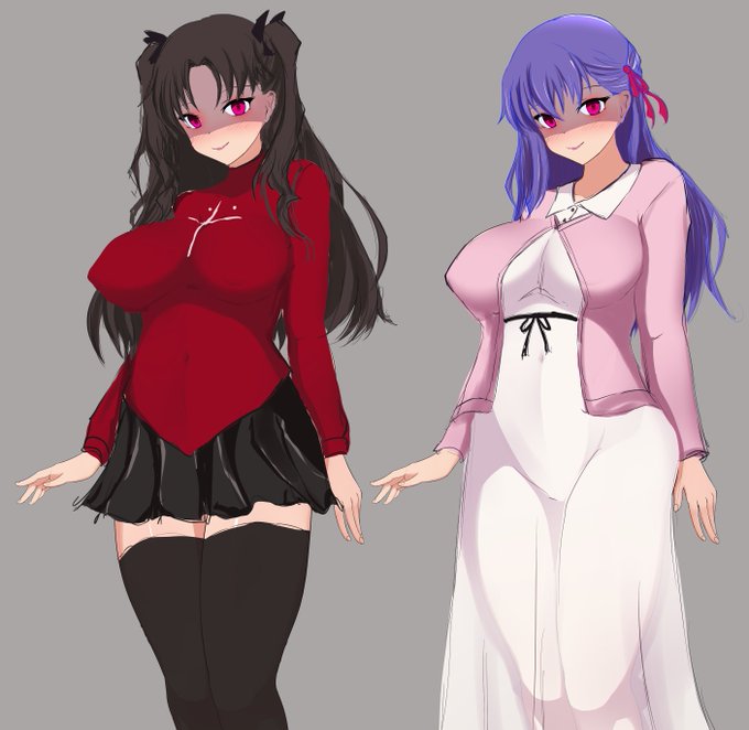 一度通常の服をベースに当てハメラフ 
二人とも横髪で耳を隠せない髪型なんだな
いや スカートはもっと短かった気がする 