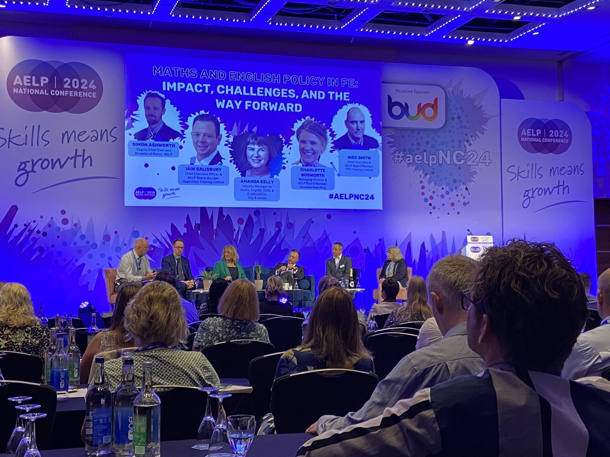 Great discussion about functional skills at  #AELPNC24 It’s tragic that too many young people are not able to progress their apprenticeships as they can’t pass a couple of units in functional  maths and English quals. Glad this is the focus of  <a href="/AELPUK/">AELP</a> first ‘mini commission’