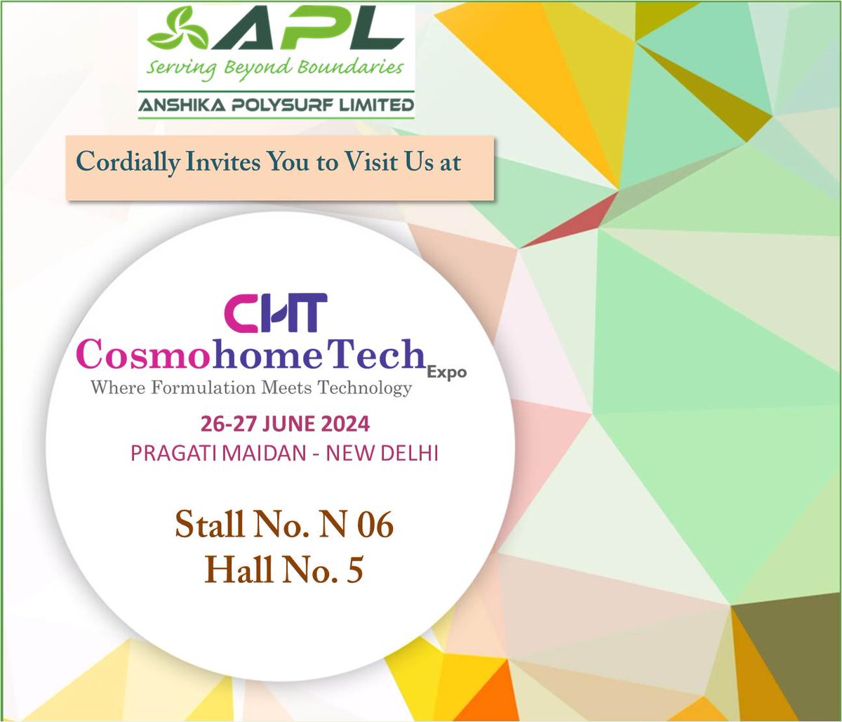 APLGroupIndia's tweet image. #cosmohometechexpo #cosmohometech2024 #cosmohometech #cosmohometechexpo2024 #cosmohometechexpoindia #anshikapolysurflimited #surfactants #ethoxylate