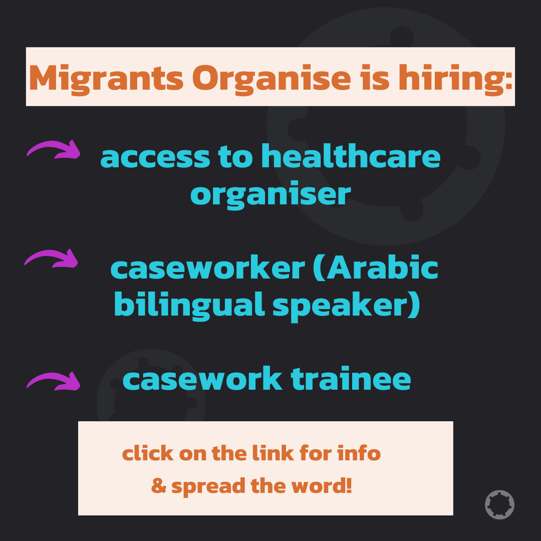 migrantsorg's tweet image. 📢We&apos;re Hiring🎉At Migrants Organise we combine advice and support for individuals subjected to hostile immigration policies with grassroots organising &amp;amp; campaigning. 

We&apos;re looking for three wonderful people to join our team- let&apos;s spread the word. 1/ ⬇️
migrantsorganise.org/new-jobs-at-mi…
