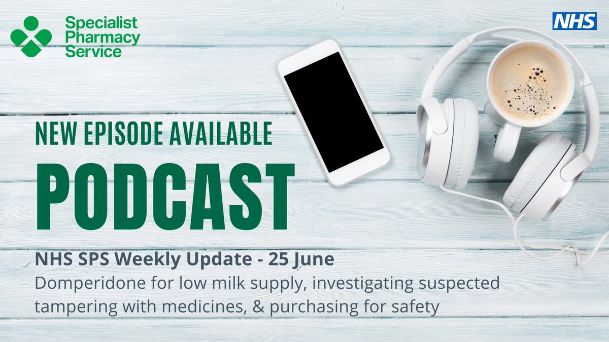Our weekly podcast is here!

Summer Ibrahim, CPhO Clinical Fellow, talks about domperidone for low milk supply, investigating suspected tampering with medicines, &amp; purchasing for safety.

Click below to listen ⬇️

soundcloud.com/nhs_sps/25-jun…