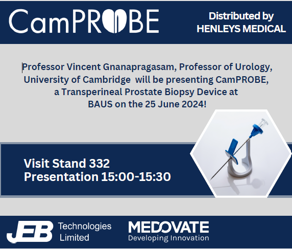 Day two at BAUS 2024!  Professor Vincent Gnanapragasam, will today be presenting a talk on CamPROBE. Details of how you can attend this below.