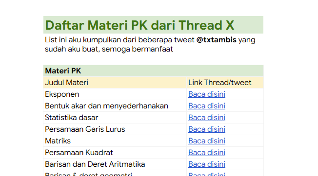 txtambis's tweet image. 📝LIST Materi Ringkas PK UTBK dr Tweetku

🤔Kira-kira ada yang mau gak ya? Bisa buat belajar untuk UTBK 2025 atau seleksi mandiri jg.

Kalo rame, nanti aku share di reply. (Bisa RT atau reply "mau").

---a thread