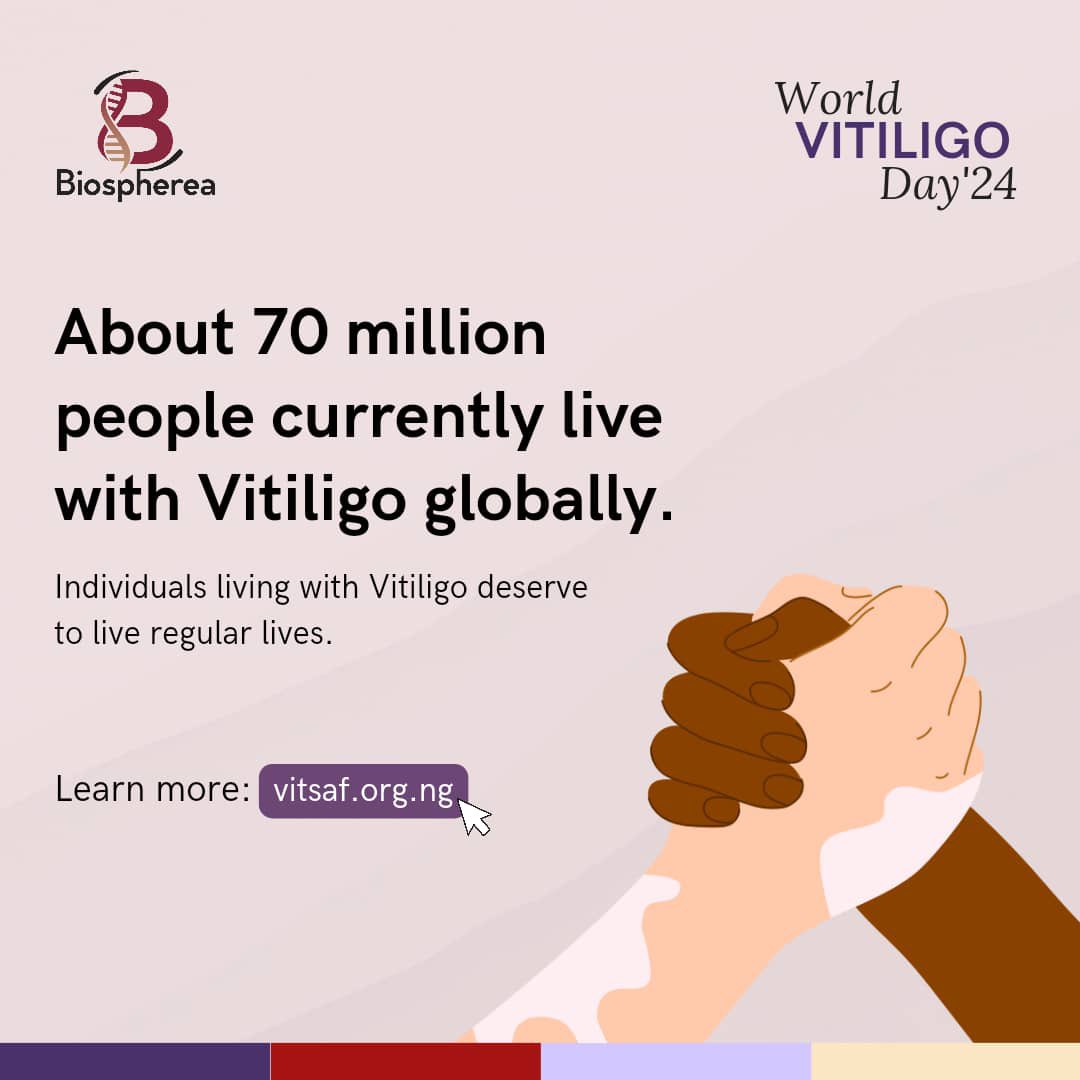 Learning about vitiligo is crucial for fostering acceptance, reducing stigma, and promoting research for better treatments. 

We choose to embrace every shade today.

We invite you to do your bit also — visit vitsaf.org.ng  by <a href="/VITSAF/">VITSAF</a>.

#Vitiligoawareness #publichealth
