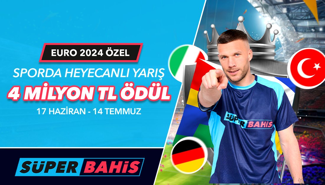 EURO 2024'e özel turnuva: 4 MİLYON TL ÖDÜL 🔥

14 Temmuz'a kadar her promosyon döneminde spor bahislerinde en çok çevrim yapan ilk 100 kişi arasına girin, haftalık toplam 750.000 TL ödülden payınızı alın. #EURO2024 

Katılmak için 📲 bit.ly/45BYZ7R